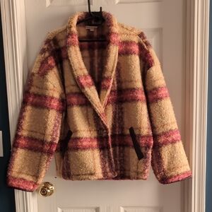 Knox Rose Plaid Teddy Jacket - Cream and Pink